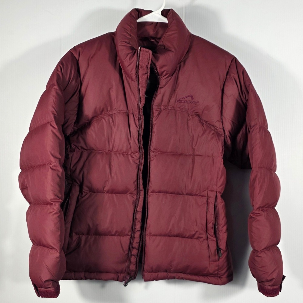 Polar Edge Womens Burgundy Down Fill Puffer Jacket Size L Full Zip Quilted - Picture 2 of 6